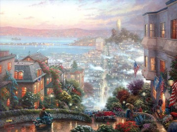 150の主題の芸術作品 Painting - サンフランシスコ ロンバード ストリート TK 都市景観